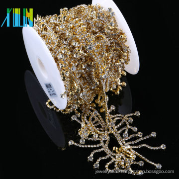 Clear Crystal Glass Tassels Chain Costume Trim Sewing Applique Chain Rhinestone For Wedding Bridal Dress Accessories